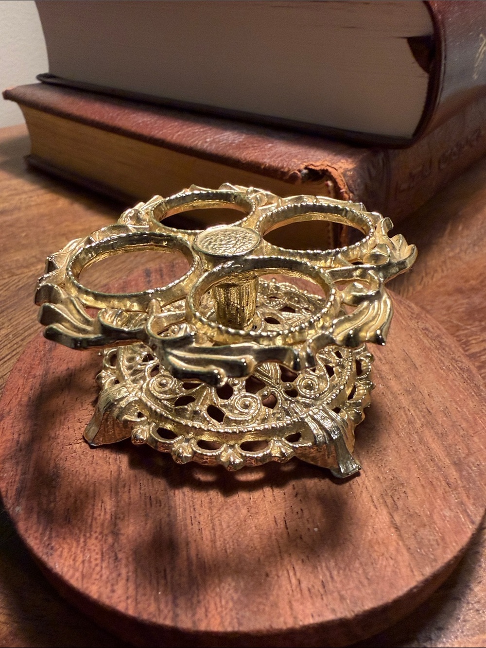 Ornate Vintage-Style Gold Metal lipstick holder